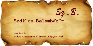 Szőcs Balambér névjegykártya
